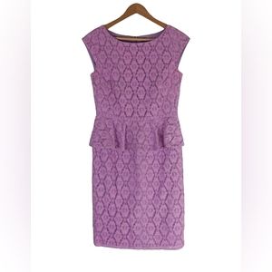 Adrianna Papell Lilac Lace Peplum Midi Dress 6